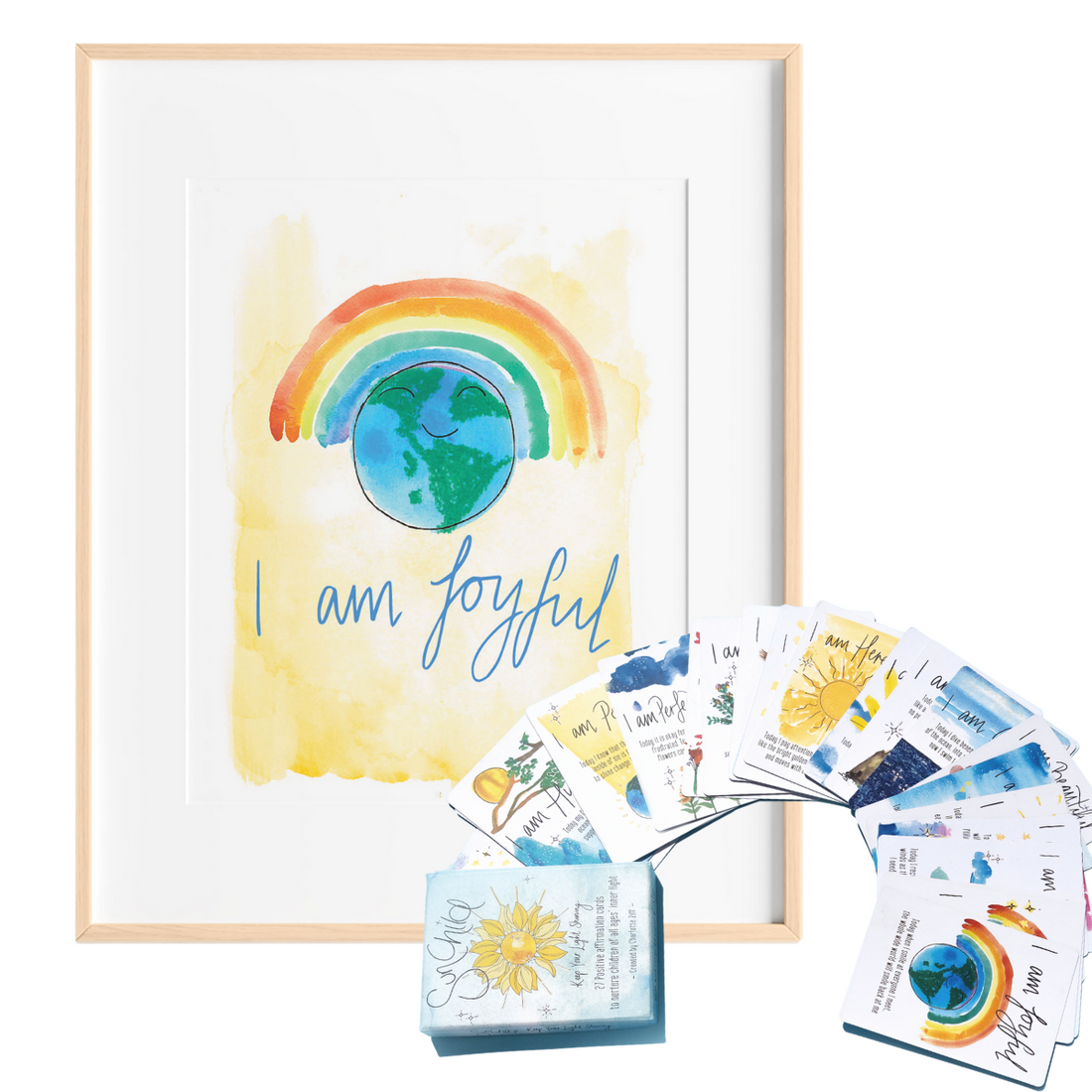 Affirmation Cards & I am Joyful Art Print Bundle